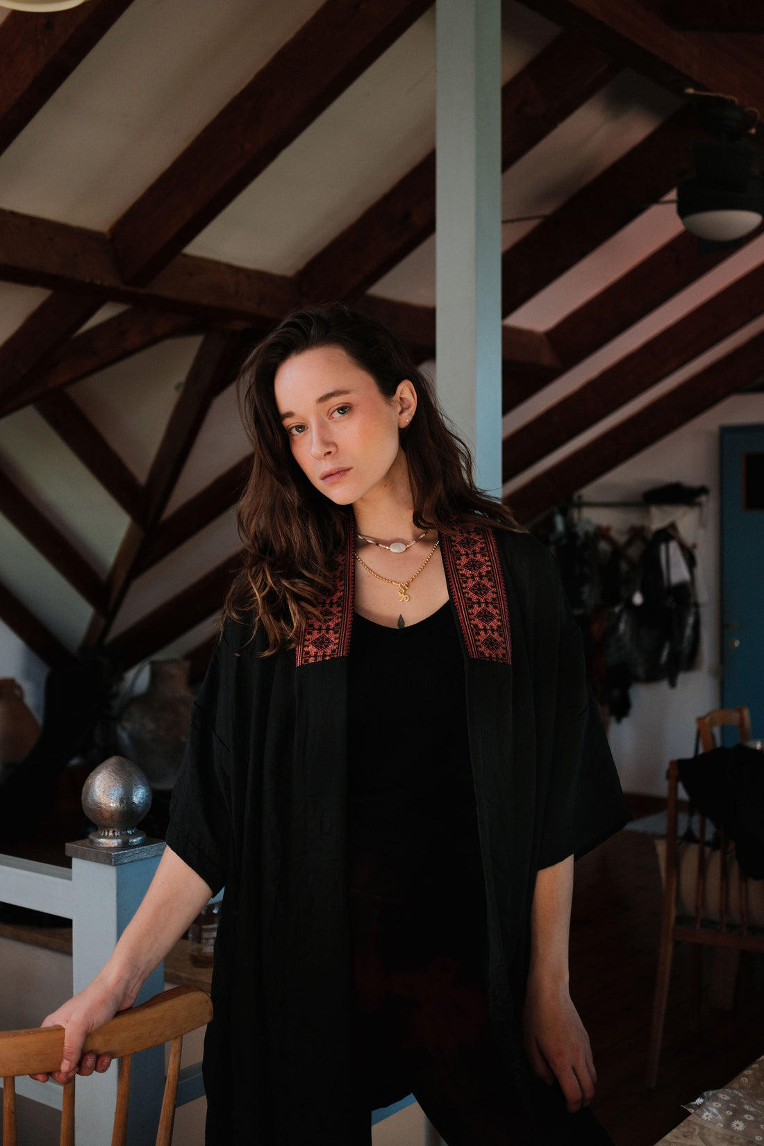 Cross stitch Embroidery - oversized kimono