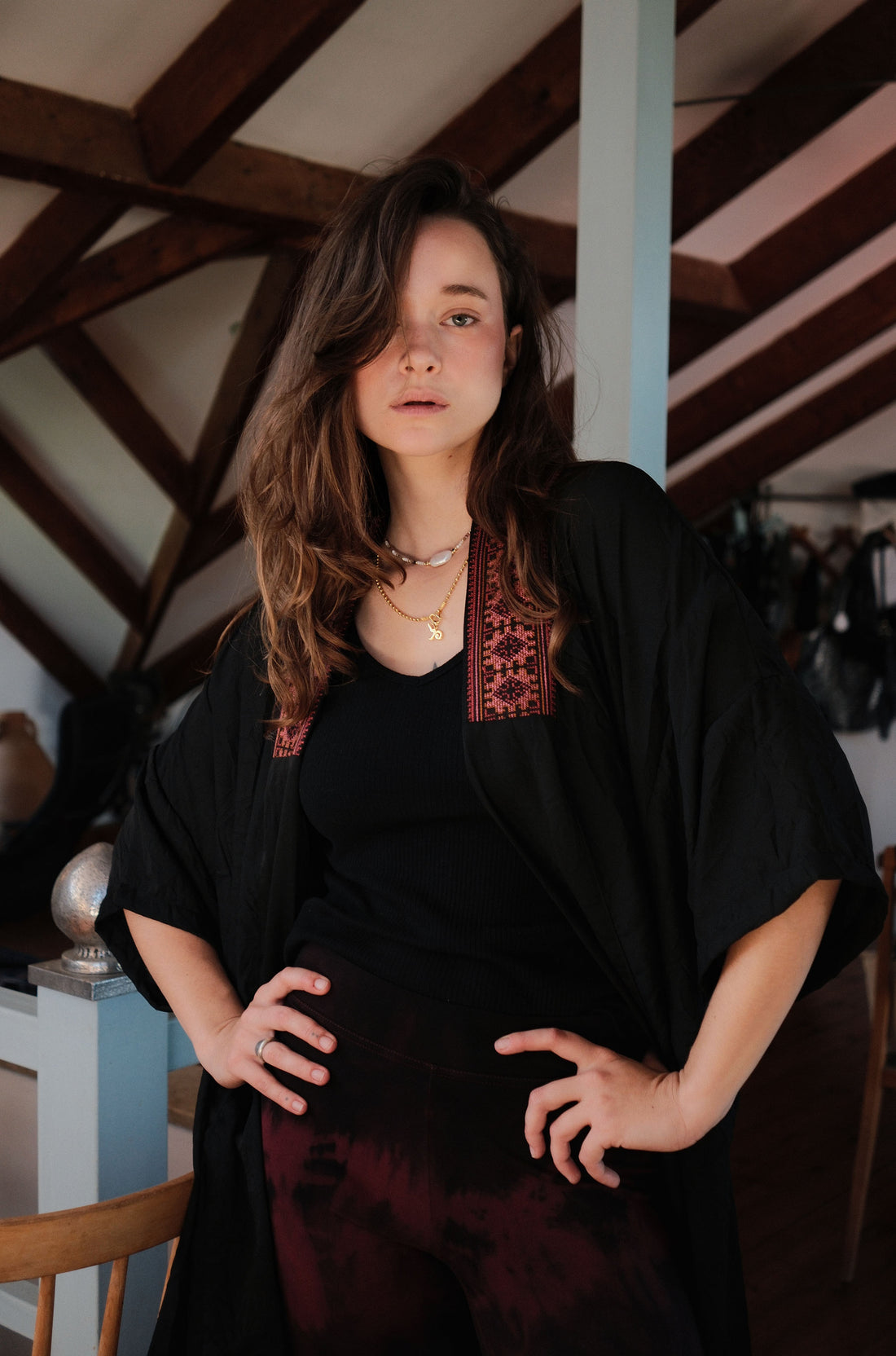 Cross stitch Embroidery - oversized kimono