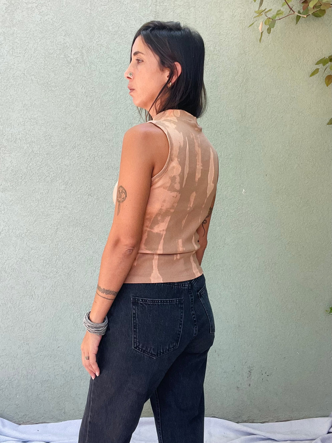 Rib Top - Ochre & Tan