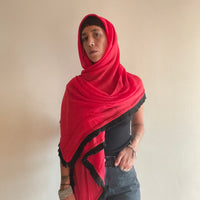 Red & Black Fringed scarf