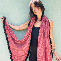 Rosewood Floral Fringed Scarf