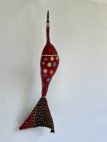 Embroidery Fish Key Chain - Marsala