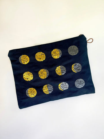 Moon Cycle - embordered clutch bag