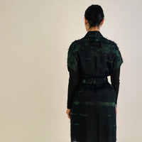 Linen Nomad Vest - green & black