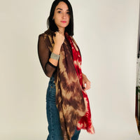 Freedom Shawl -Red & Brown