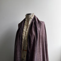 Striped Fringed Scarf - Purple & Cream