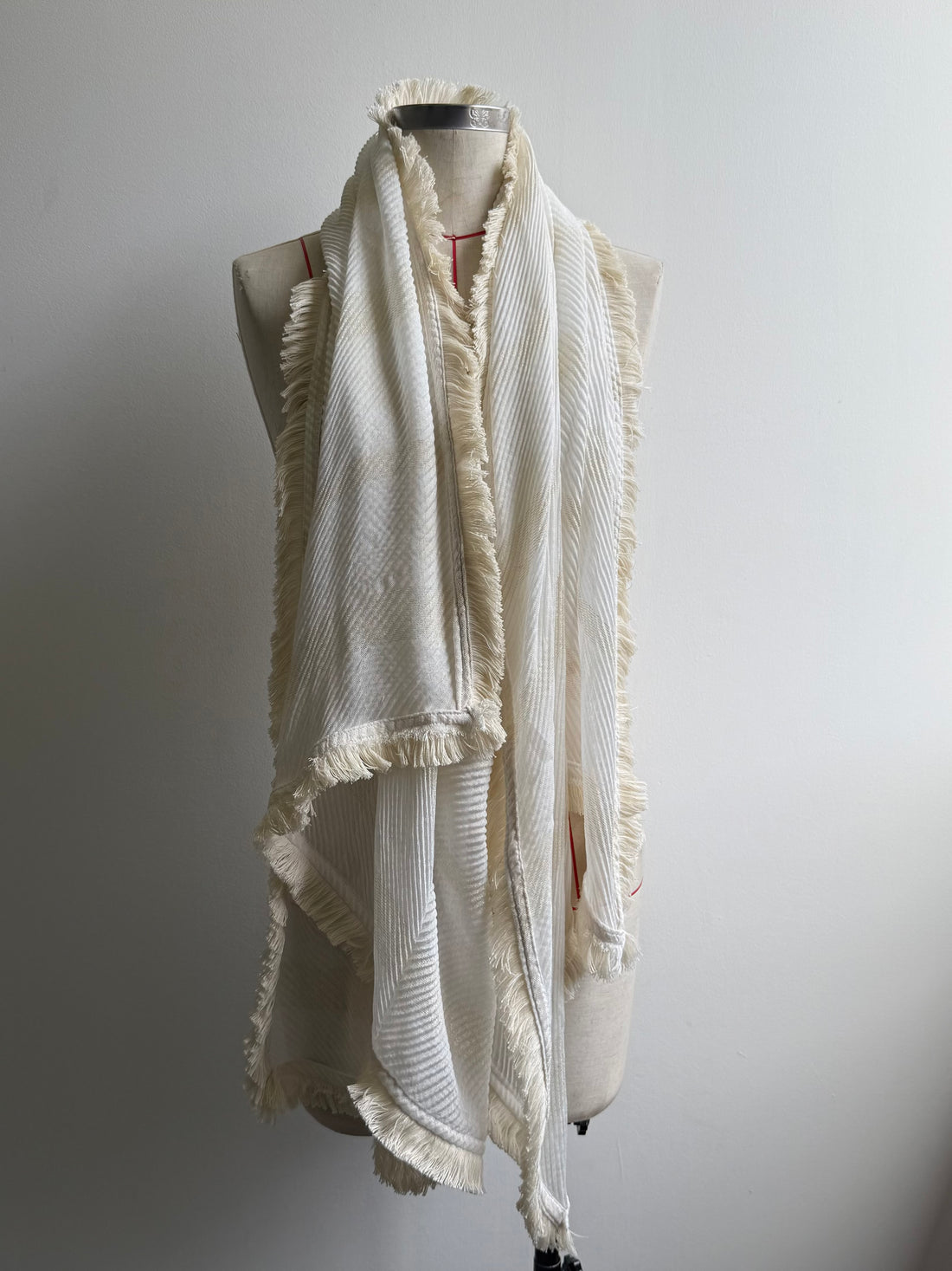 White fringed scarf