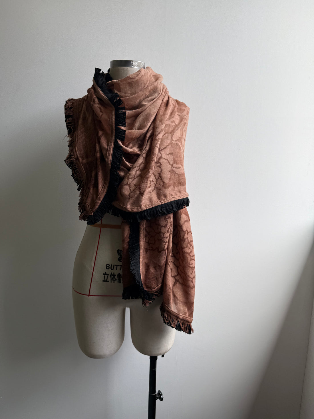 Floral fringed scarf