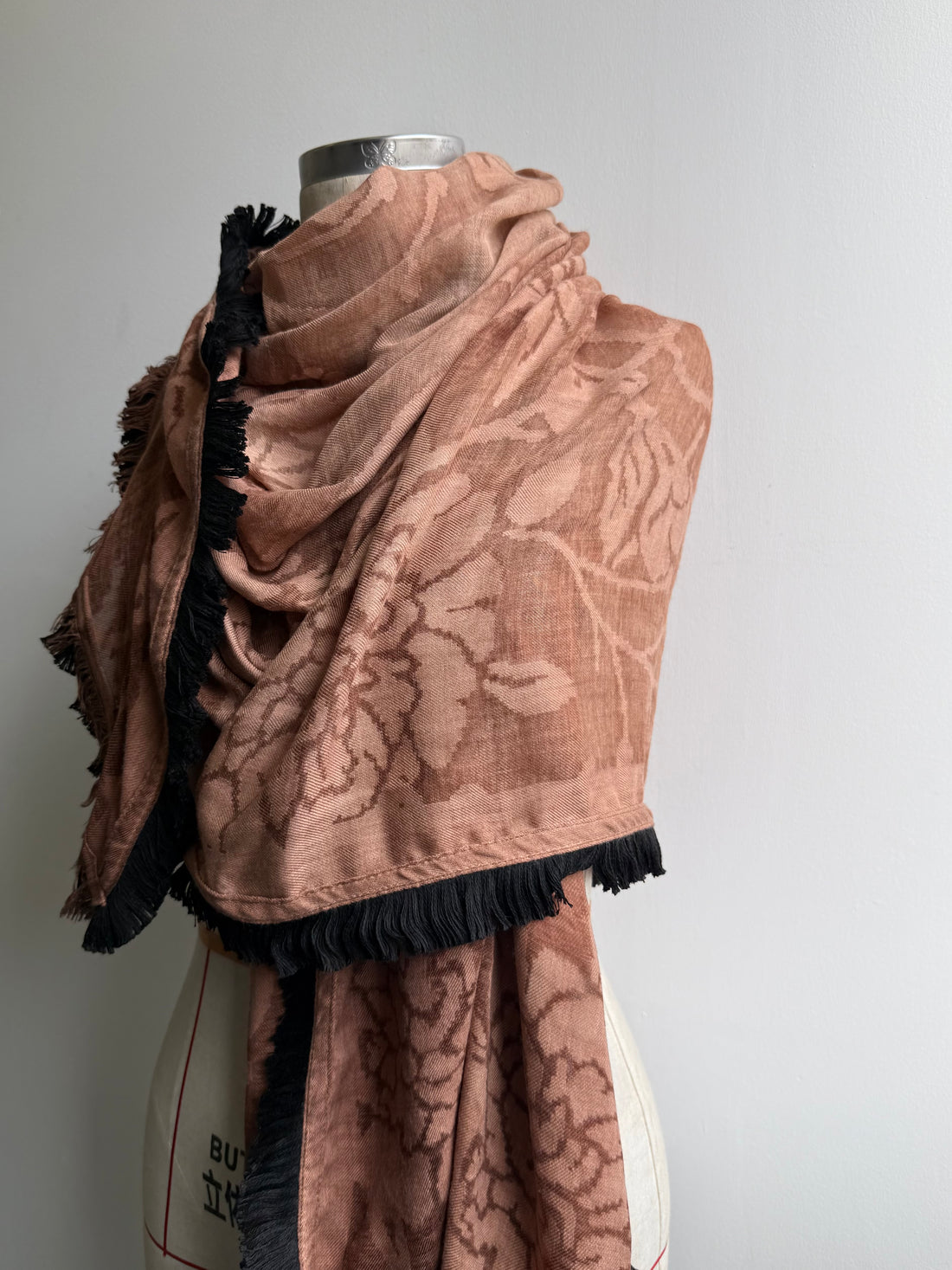 Floral fringed scarf