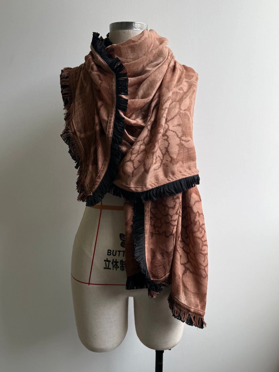 Floral fringed scarf