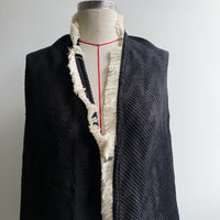 Fringed scarf - black & cream