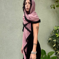 Fringe scarf - Orchid & Black