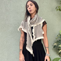 Slim Fringed scarf -  Grey