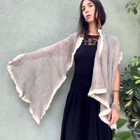 Slim Fringed scarf -  Grey