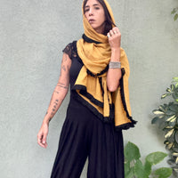 Fringed scarf -  Yellow & Black