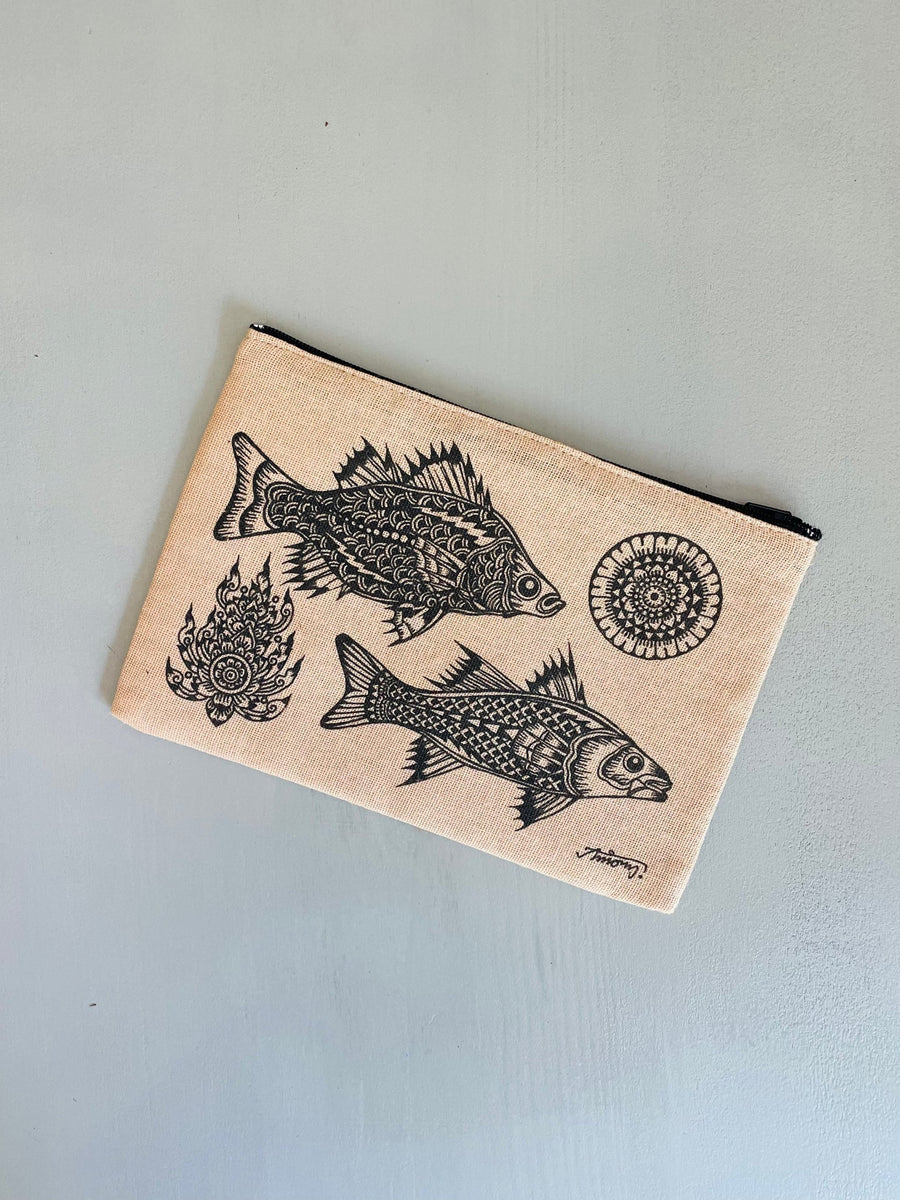 Fish & Coral - canvas zipper case