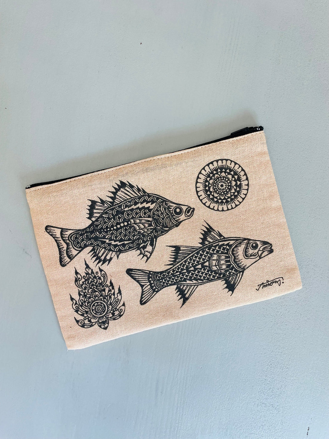 Fish & Coral - canvas zipper case