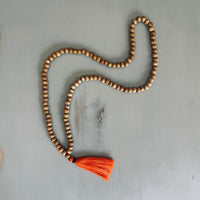 Wooden Beads Mala - Orange tassel