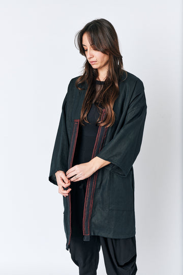Linen Classic Kimono - embroidery stitch