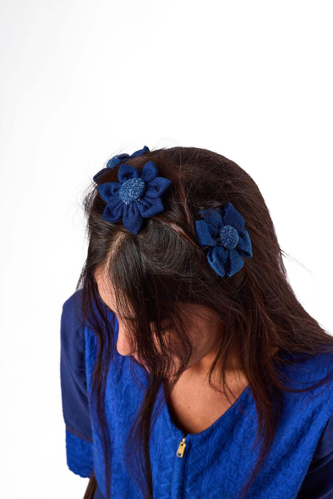 Indigo Flower Hair clip