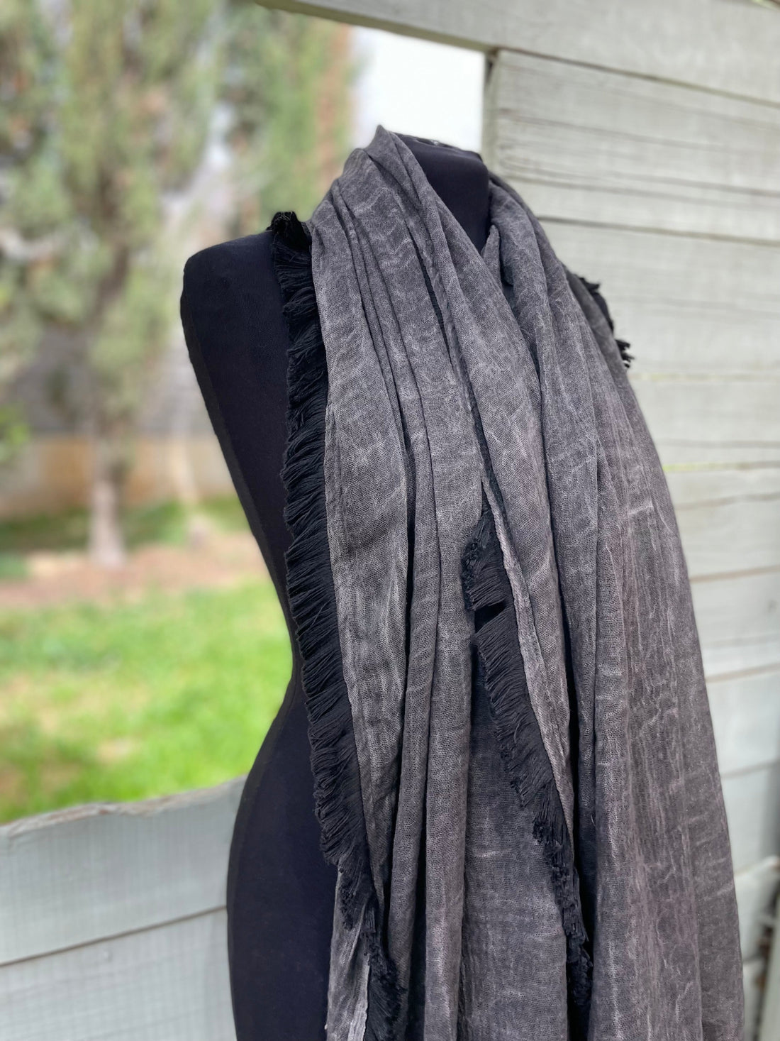 Fringe Scarf -  Dark Grey