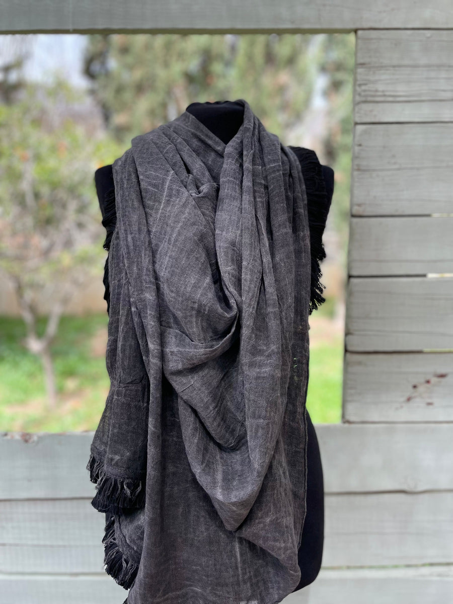 Fringe Scarf -  Dark Grey