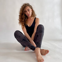 Tie Dye Yoga Leggings - Black & Grey