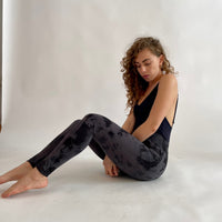 Tie Dye Yoga Leggings - Black & Grey