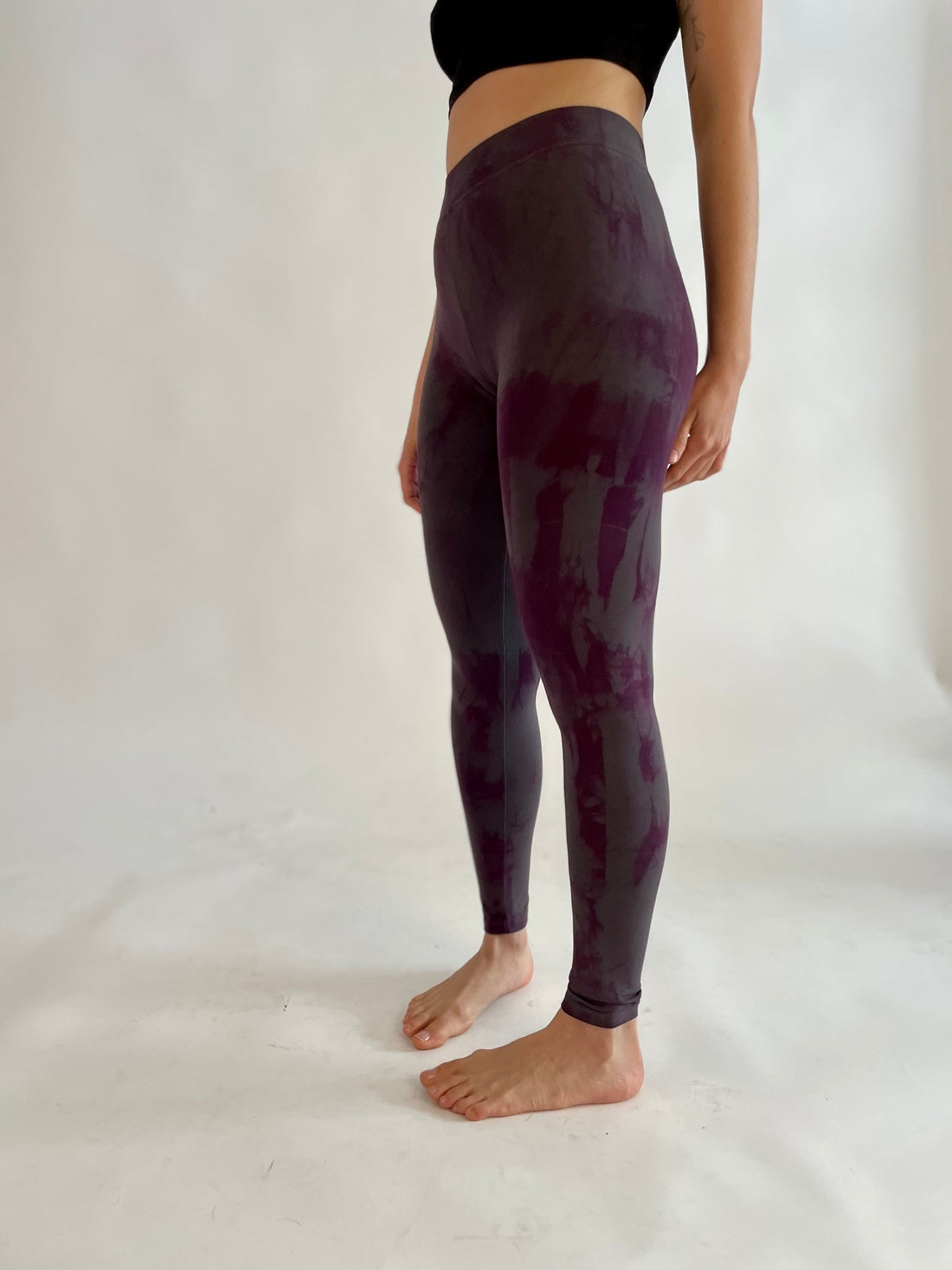 Tie Dye Yoga Leggings - deep purple